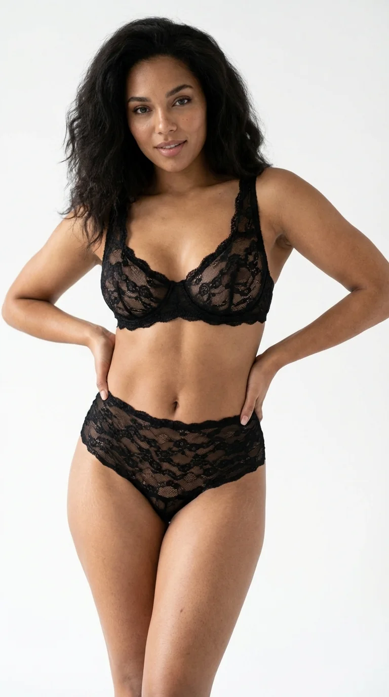 Tam Dantelli Hipster Tanga Noble Black - Transparan Kumaş Detayı